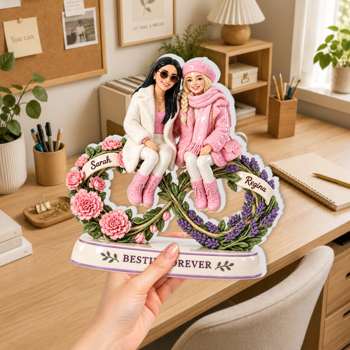 Bestie Forever Floral - Personalized Bestie 3D Plaque
