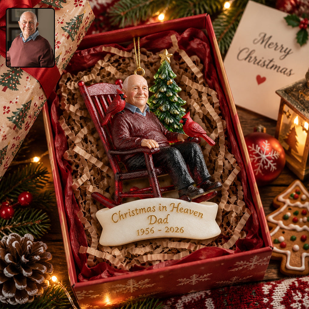 Christmas In Heaven - Personalized Memorial Custom Shape Glass Ornament