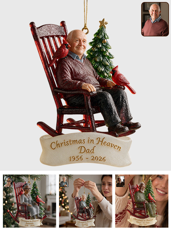 Christmas In Heaven - Personalized Memorial Custom Shape Glass Ornament