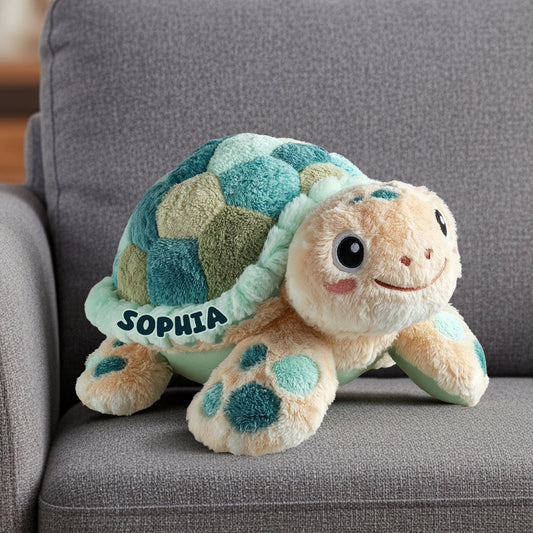 Coussin personnalisé en fausse fourrure en forme de tortue mignonne