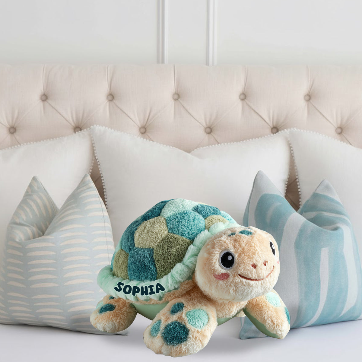 Coussin personnalisé en fausse fourrure en forme de tortue mignonne