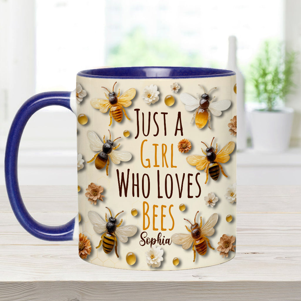 Just A Girl Who Loves Bees - Personalized Bee Accent Mug