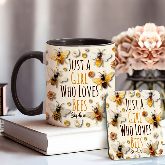 Mug personnalisé « Juste une fille qui aime les abeilles » avec motif abeille