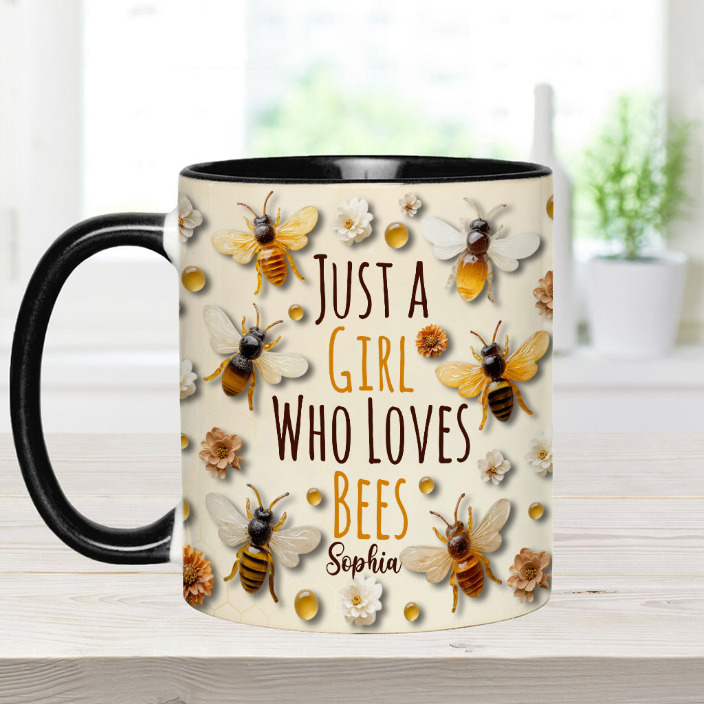 Just A Girl Who Loves Bees - Personalized Bee Accent Mug
