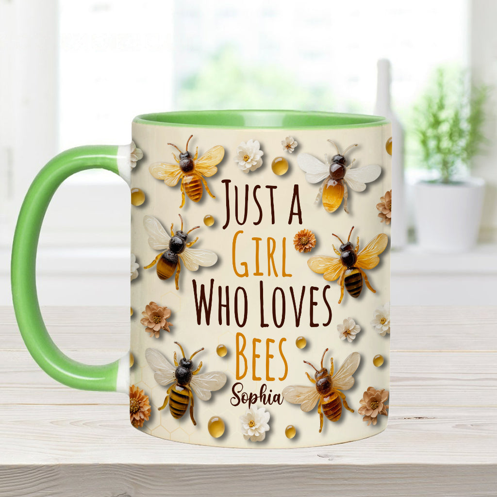 Just A Girl Who Loves Bees - Personalized Bee Accent Mug