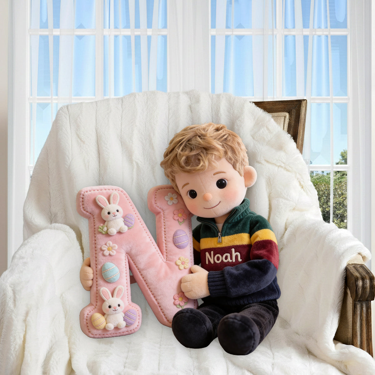 Custom Any Photo - Easter Day - Personalized Kid Premium Faux Fur Pillow