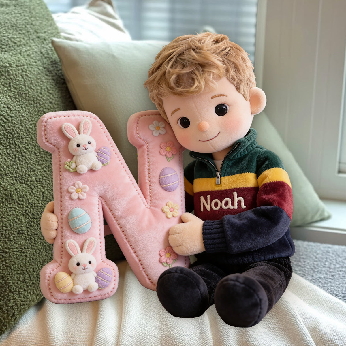 Custom Any Photo - Easter Day - Personalized Kid Premium Faux Fur Pillow