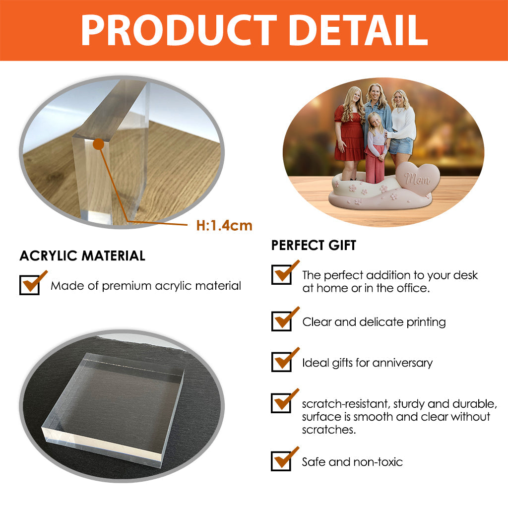 Plaque acrylique personnalisée à partir de n'importe quelle photo - Cadeau unique pour la fête des mères (maman, grand-mère)