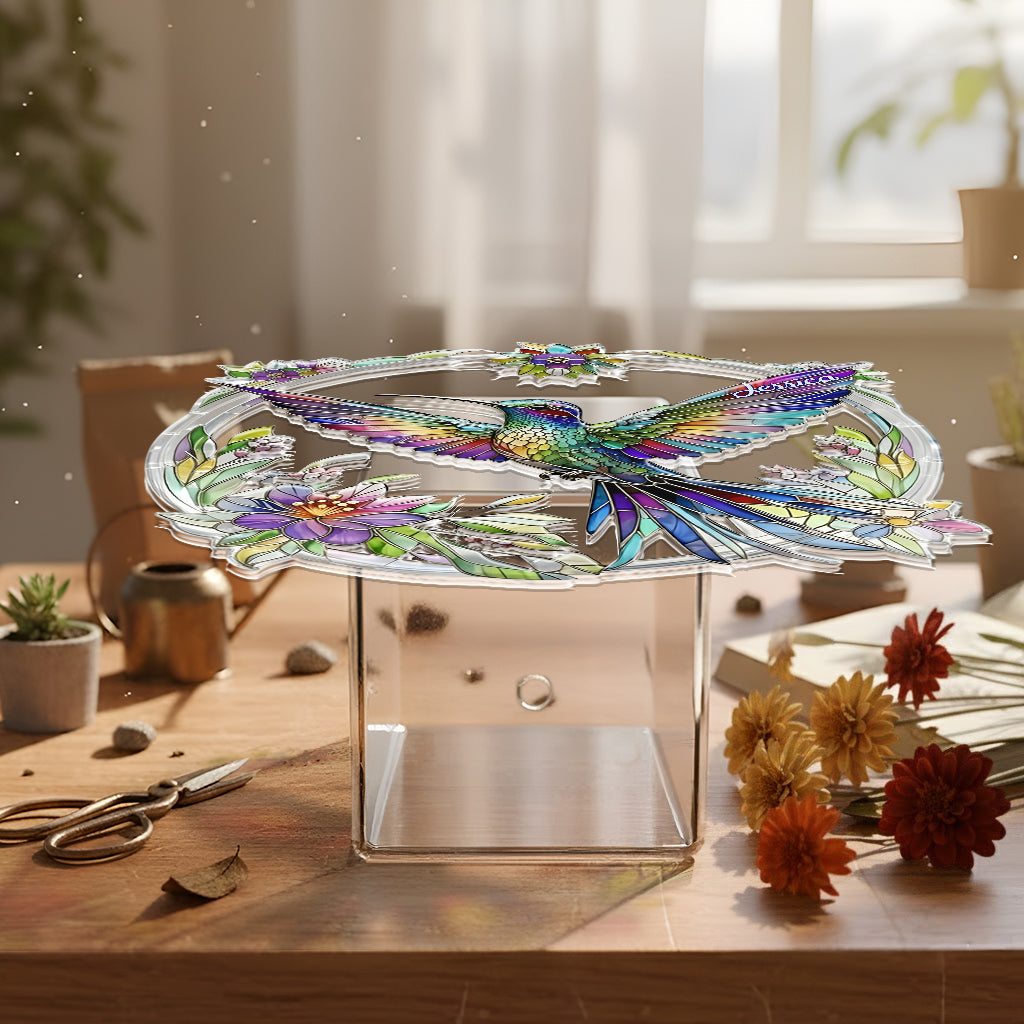Stunning Humming Bird - Personalized Hummingbird Acrylic Pot