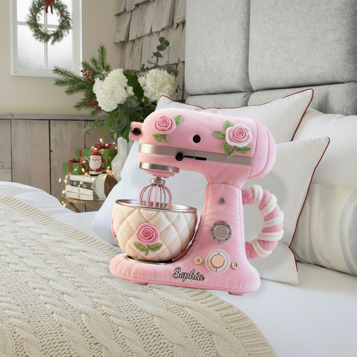 Cadeau idéal pour les passionnés de pâtisserie : coussin en fausse fourrure personnalisé.