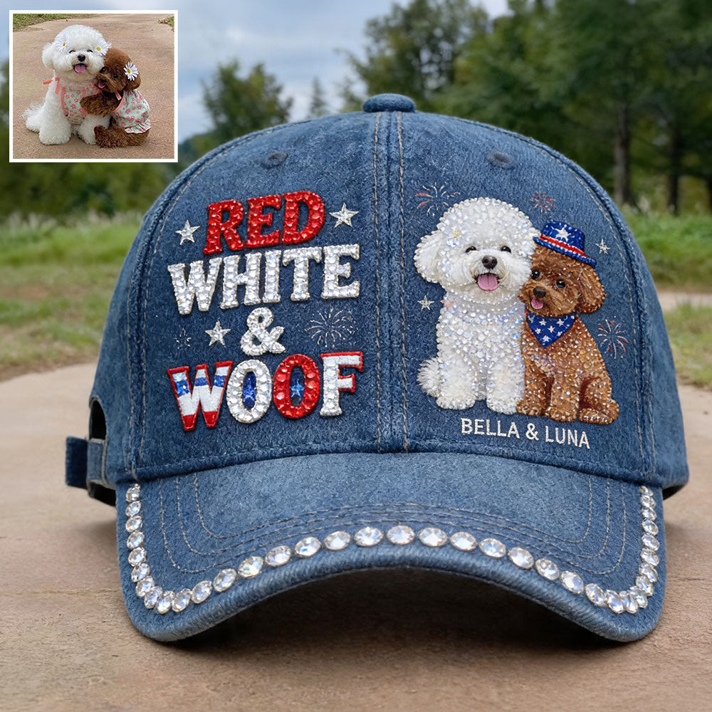 Rouge, Blanc & Woof - Casquette Classique Personnalisée pour Chien
