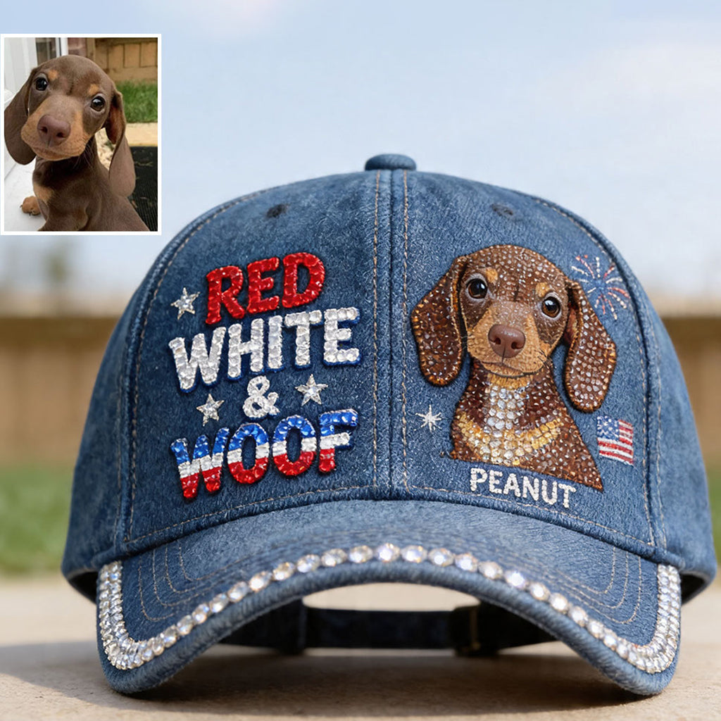 Rouge, Blanc & Woof - Casquette Classique Personnalisée pour Chien