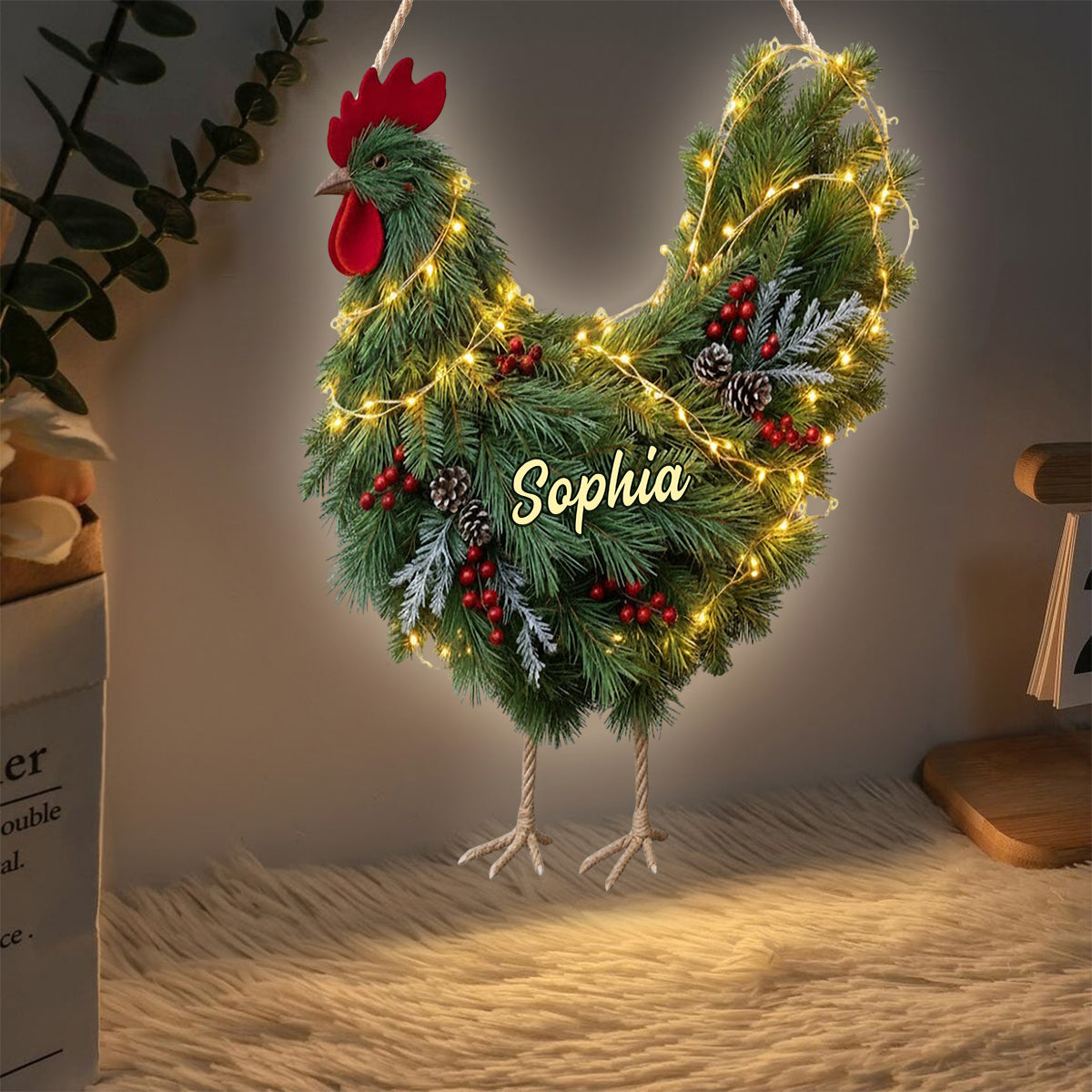 Couronne de poulet - Panneau lumineux LED personnalisé en acrylique représentant un poulet