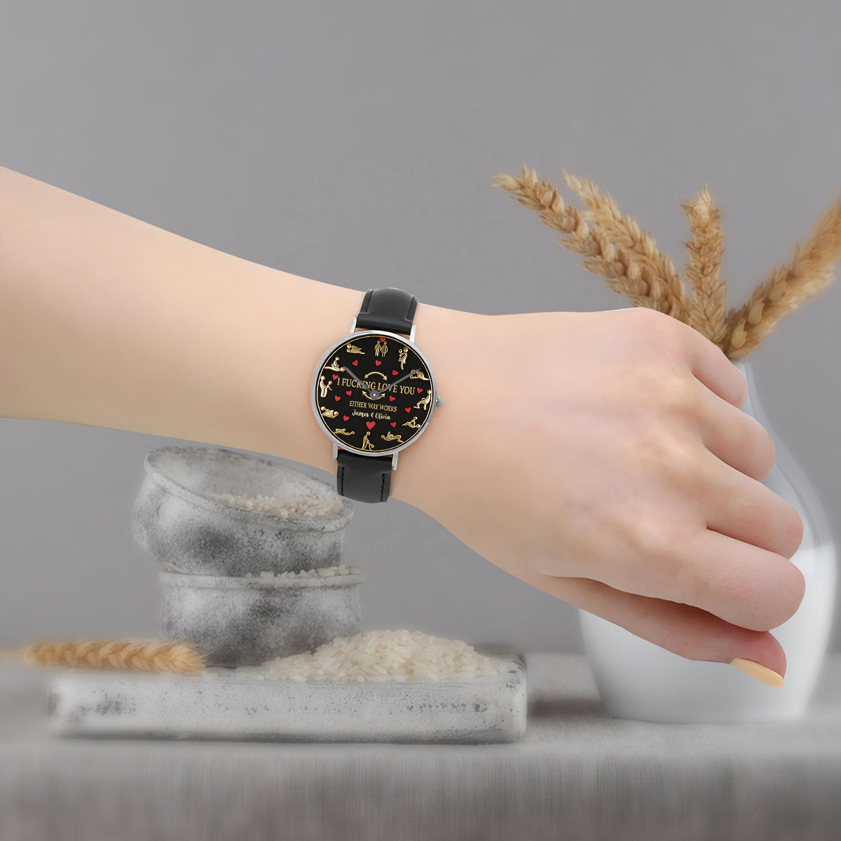 Je t'aime - Montre-bracelet personnalisée pour couple épicée