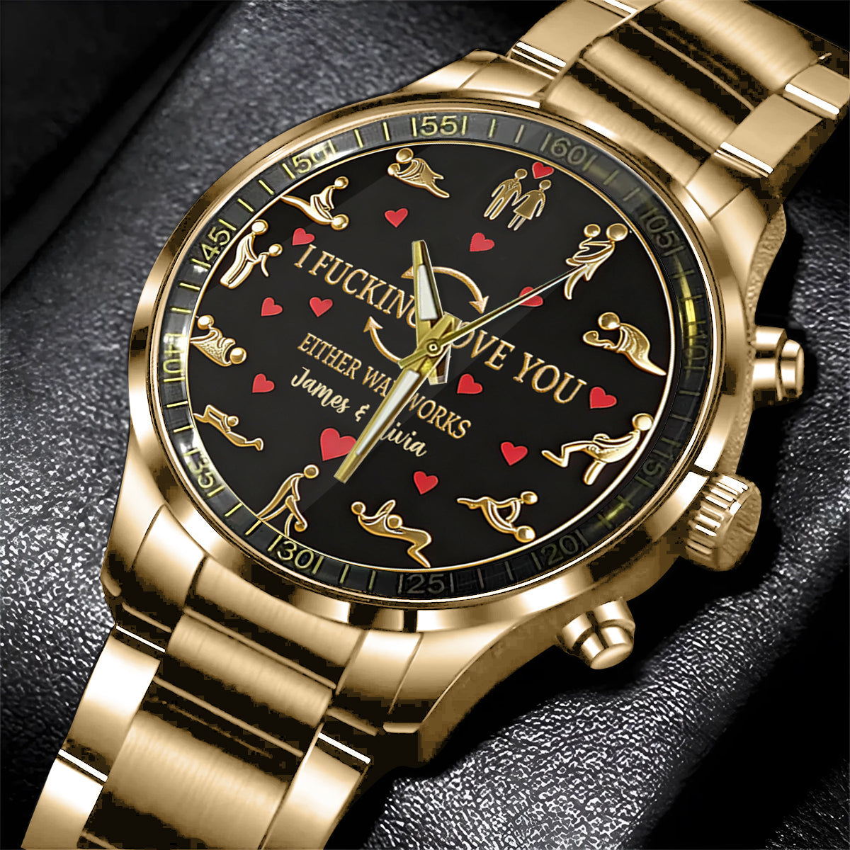 Je t'aime - Montre-bracelet personnalisée pour couple épicée