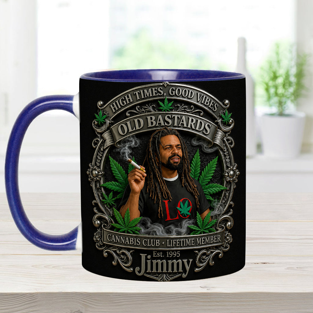 Membre à Vie du Old Bastards Cannabis Club - Tasse Personnalisée avec Sous-Verre