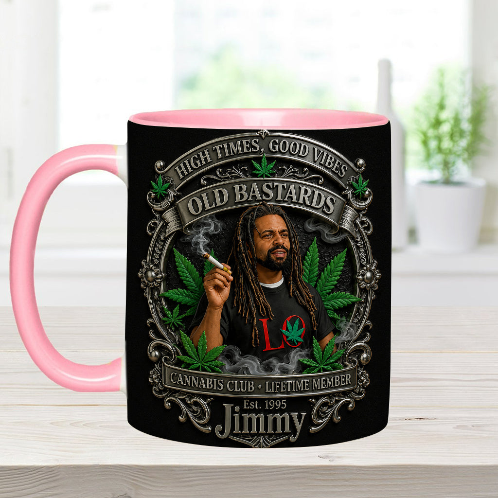 Membre à Vie du Old Bastards Cannabis Club - Tasse Personnalisée avec Sous-Verre