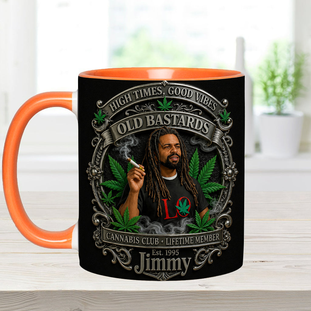 Membre à Vie du Old Bastards Cannabis Club - Tasse Personnalisée avec Sous-Verre