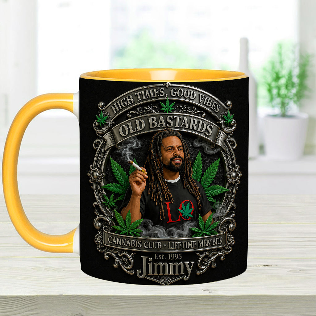 Membre à Vie du Old Bastards Cannabis Club - Tasse Personnalisée avec Sous-Verre