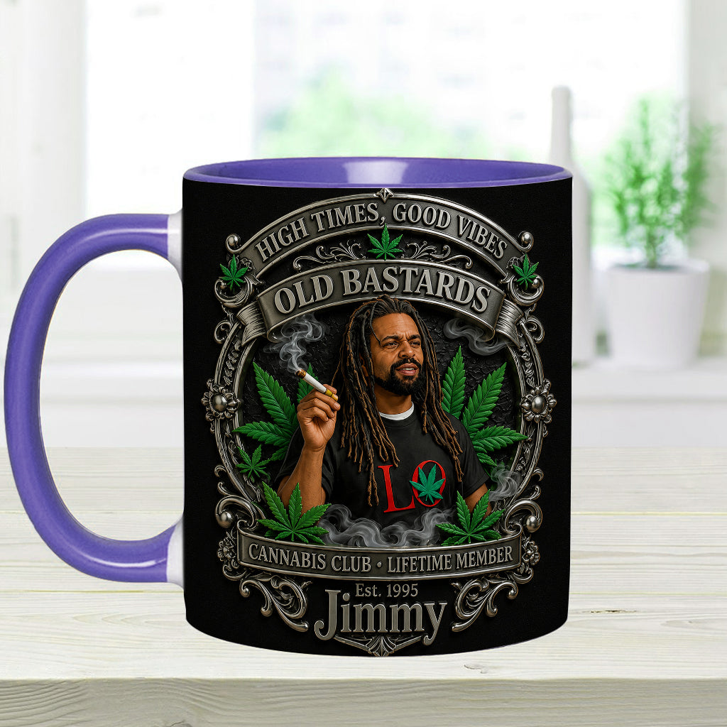 Membre à Vie du Old Bastards Cannabis Club - Tasse Personnalisée avec Sous-Verre