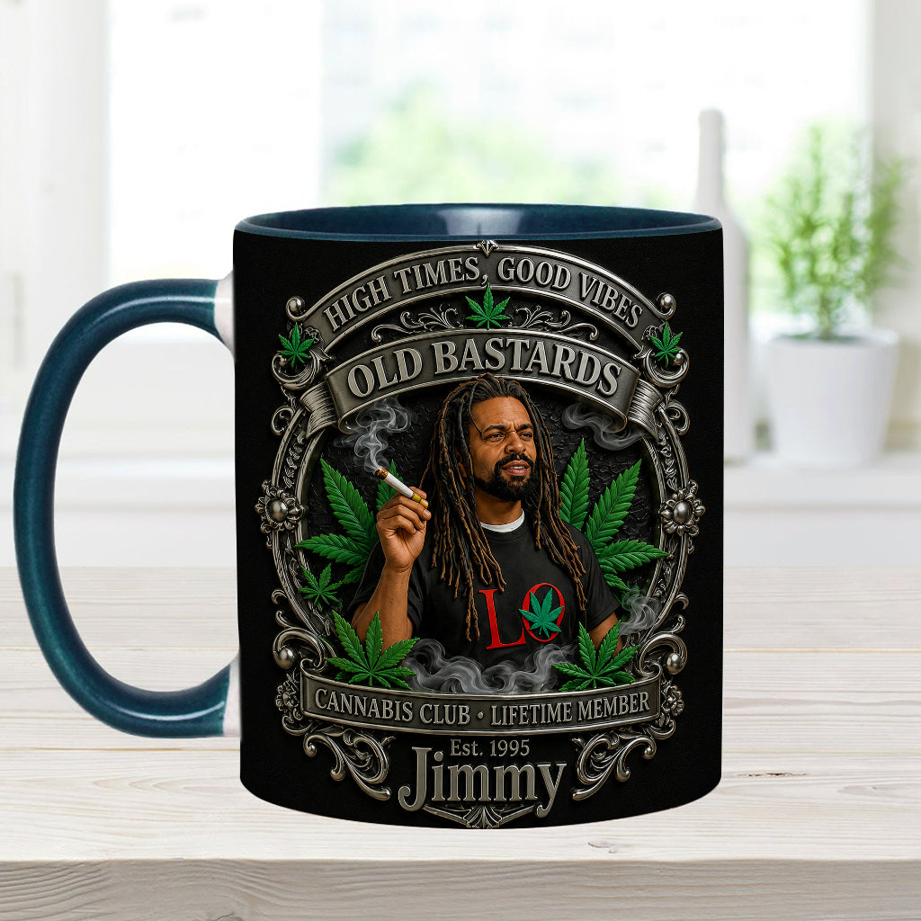 Membre à Vie du Old Bastards Cannabis Club - Tasse Personnalisée avec Sous-Verre
