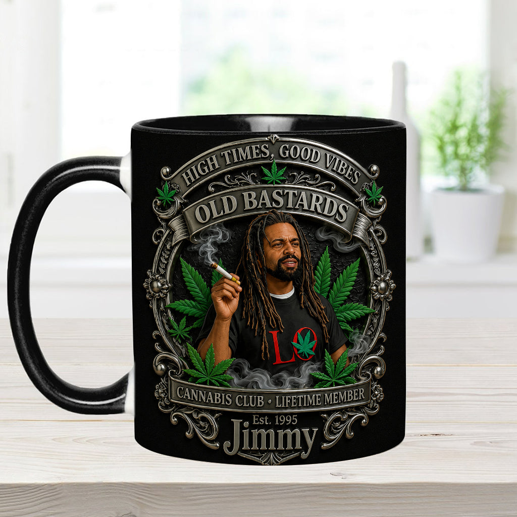 Membre à Vie du Old Bastards Cannabis Club - Tasse Personnalisée avec Sous-Verre