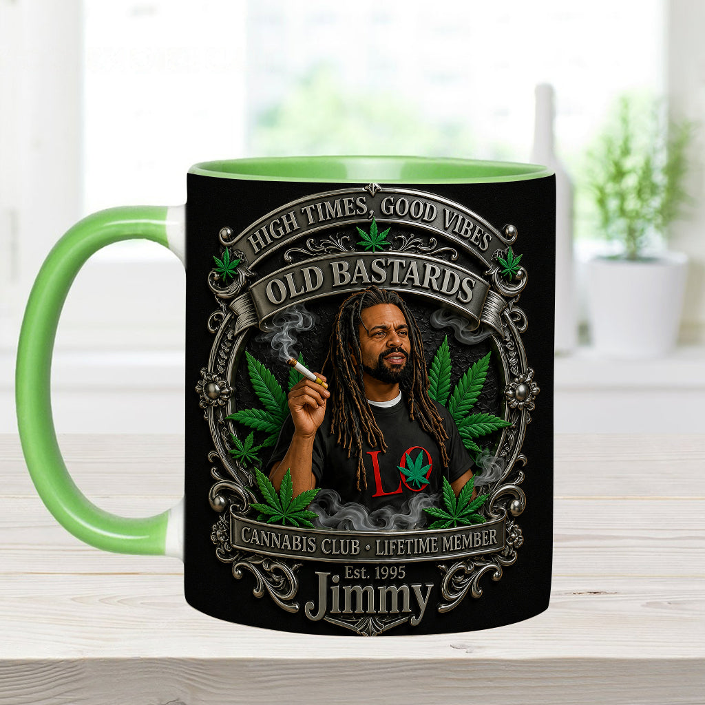 Membre à Vie du Old Bastards Cannabis Club - Tasse Personnalisée avec Sous-Verre