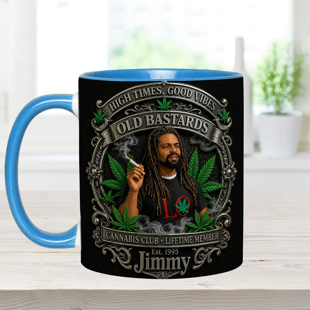 Membre à Vie du Old Bastards Cannabis Club - Tasse Personnalisée avec Sous-Verre