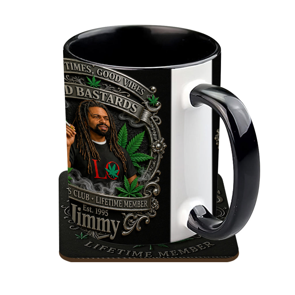 Membre à Vie du Old Bastards Cannabis Club - Tasse Personnalisée avec Sous-Verre