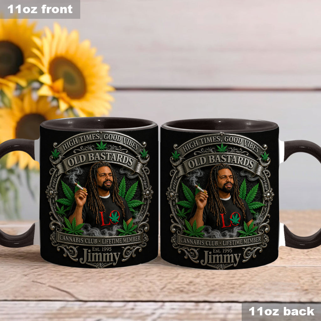Membre à Vie du Old Bastards Cannabis Club - Tasse Personnalisée avec Sous-Verre