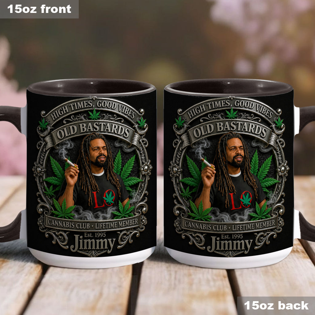 Membre à Vie du Old Bastards Cannabis Club - Tasse Personnalisée avec Sous-Verre