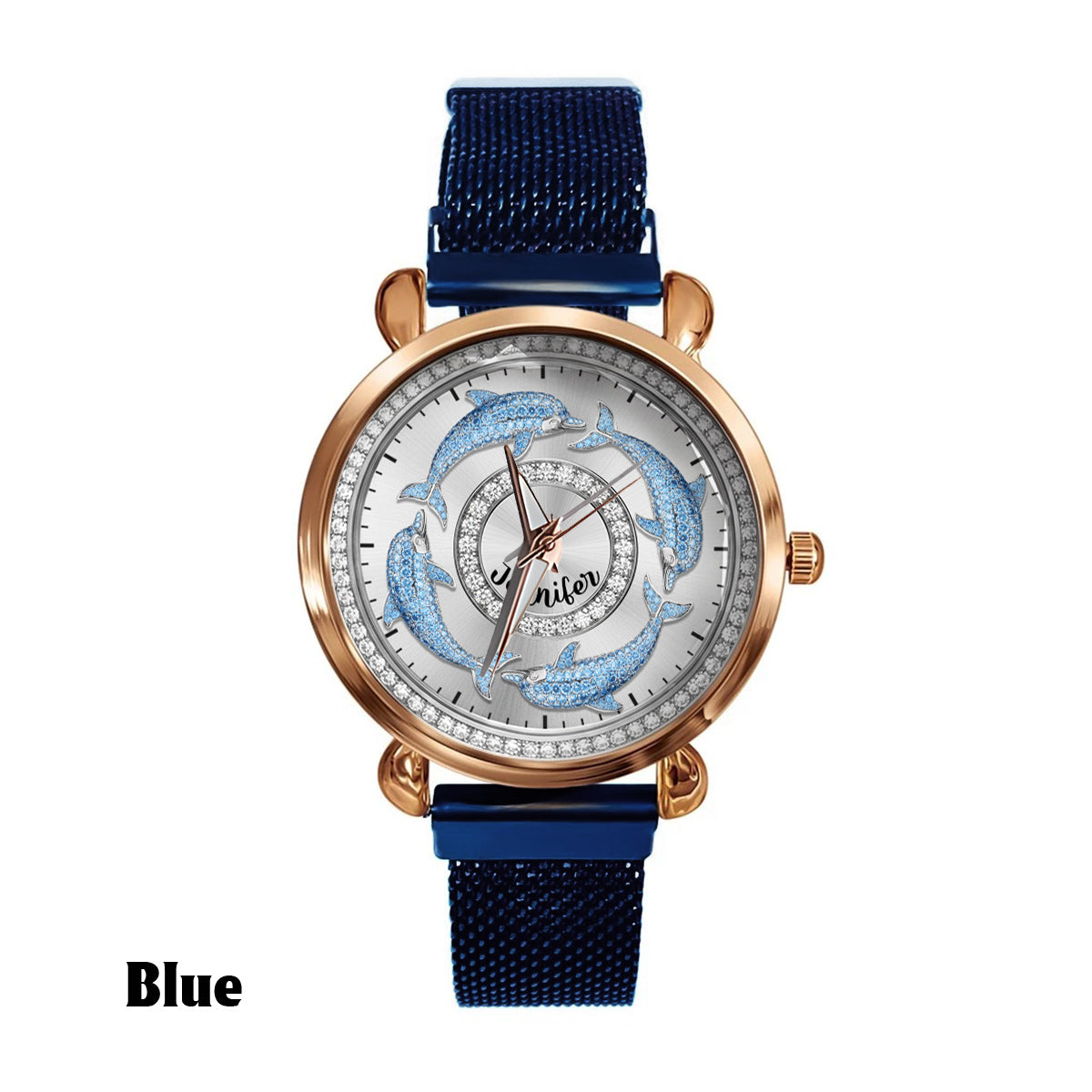 Montre-bracelet personnalisée pour femme Love Dolphins - Motif dauphin