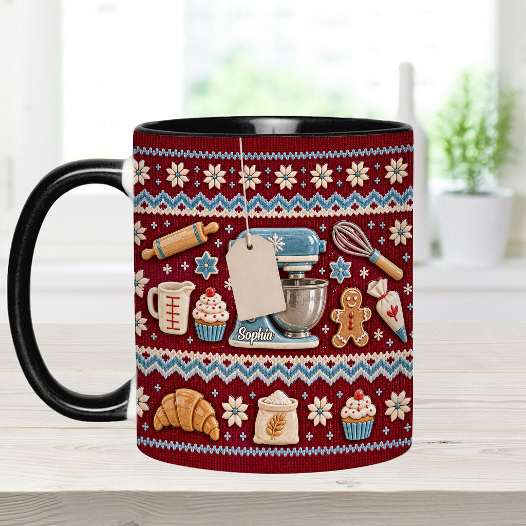 Ugly Pattern Love Baking - Personalized Baking Accent Mug & Coaster