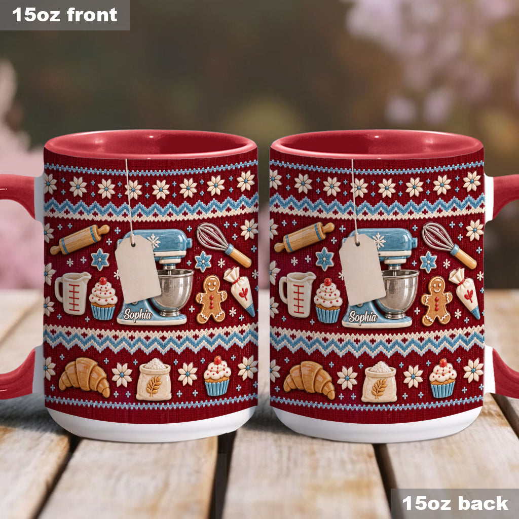 Ugly Pattern Love Baking - Personalized Baking Accent Mug & Coaster