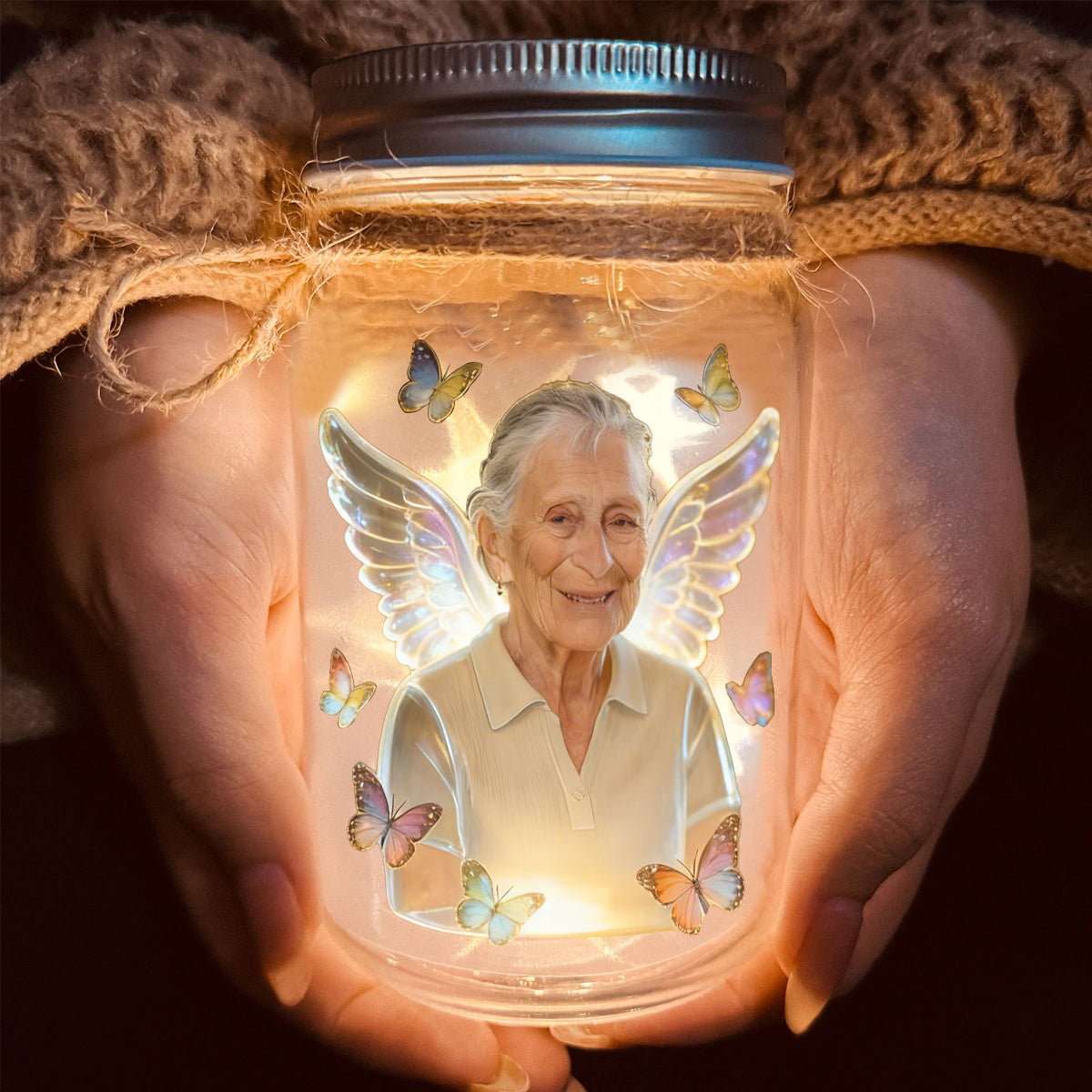 Tes ailes étaient prêtes, mais mon cœur ne l'était pas - Lampe commémorative personnalisée en bocal Mason