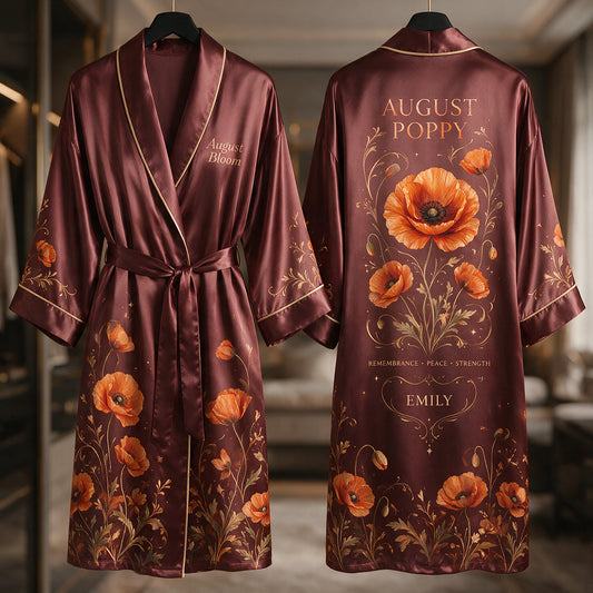 Robe de Luxe Fleurs de Mois de Naissance - Robe Satin Personnalisée