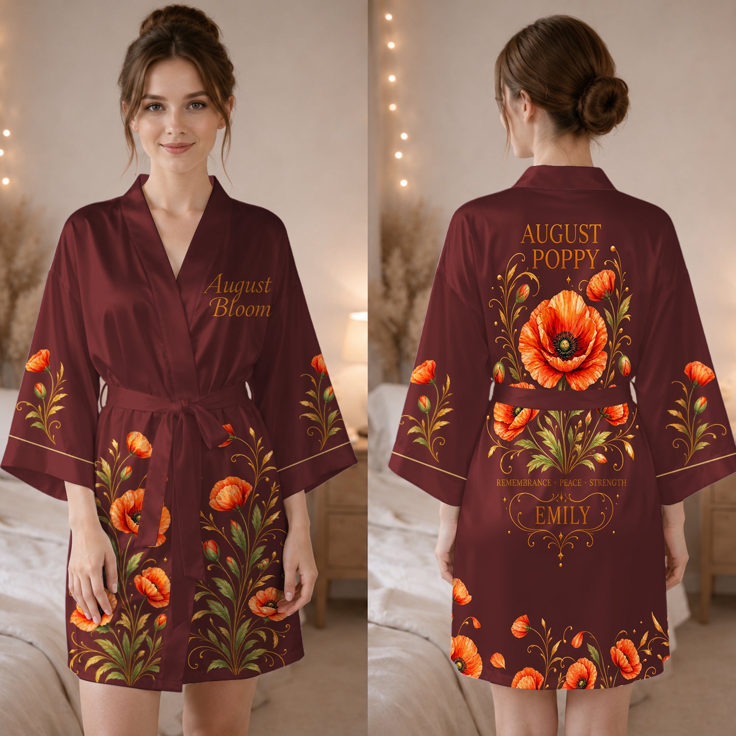 Birthmonth Flower Luxury Robe - Personalized Self Love Satin Robe