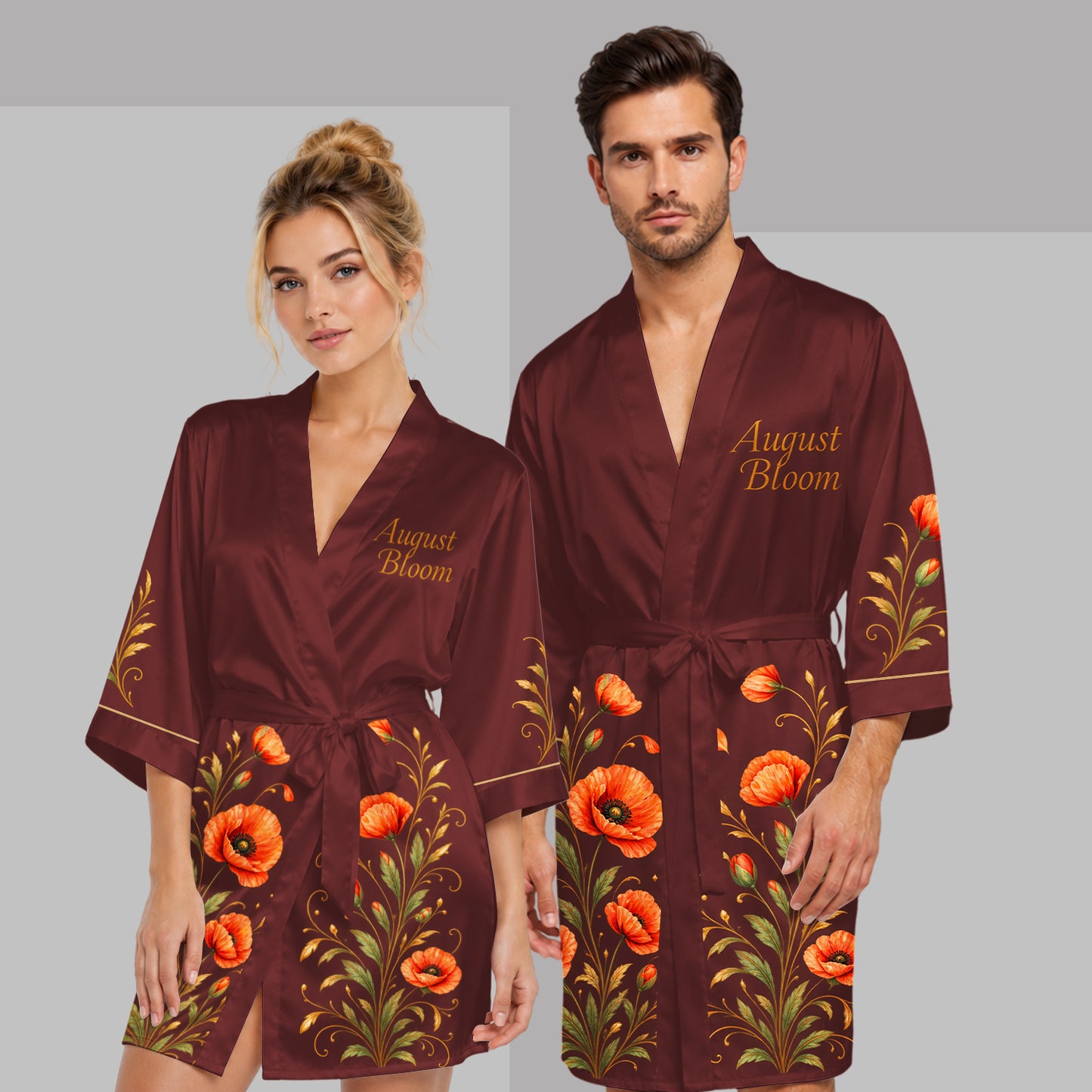 Birthmonth Flower Luxury Robe - Personalized Self Love Satin Robe