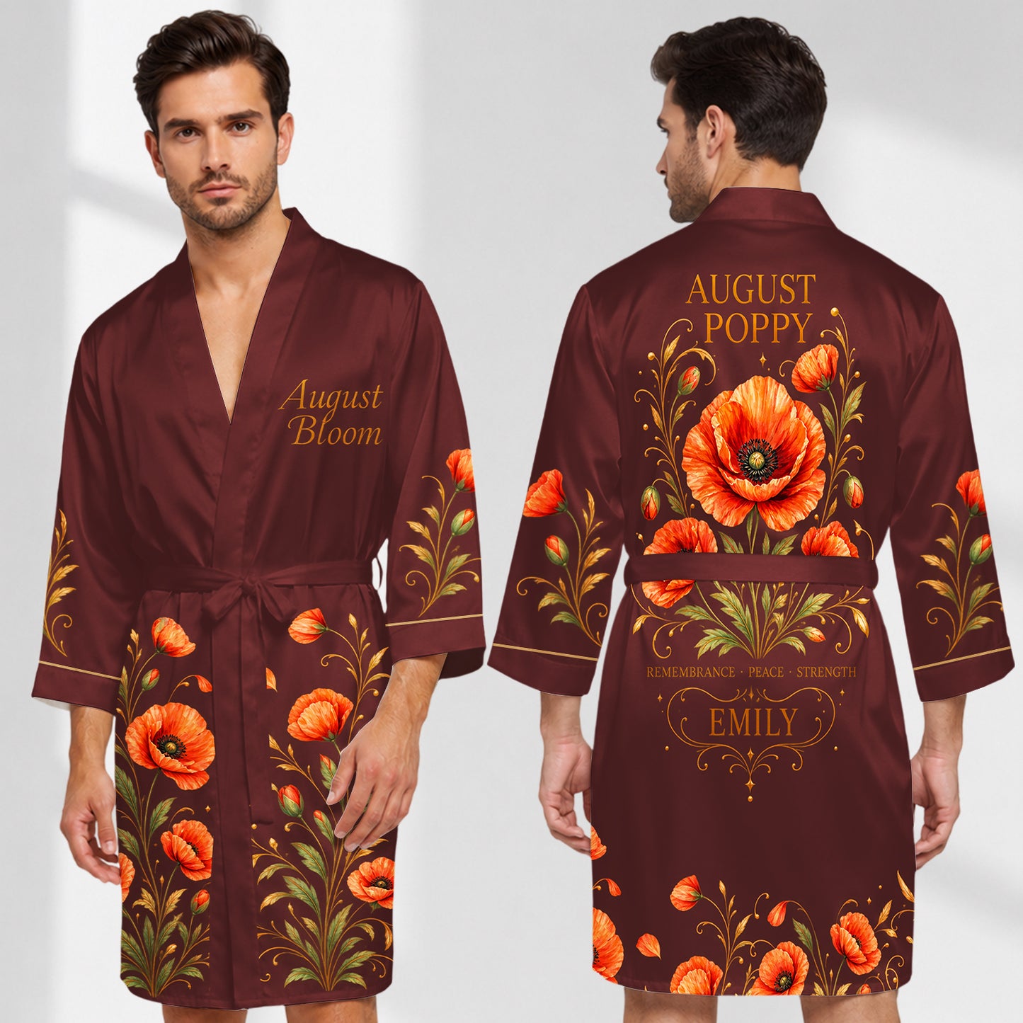 Birthmonth Flower Luxury Robe - Personalized Self Love Satin Robe