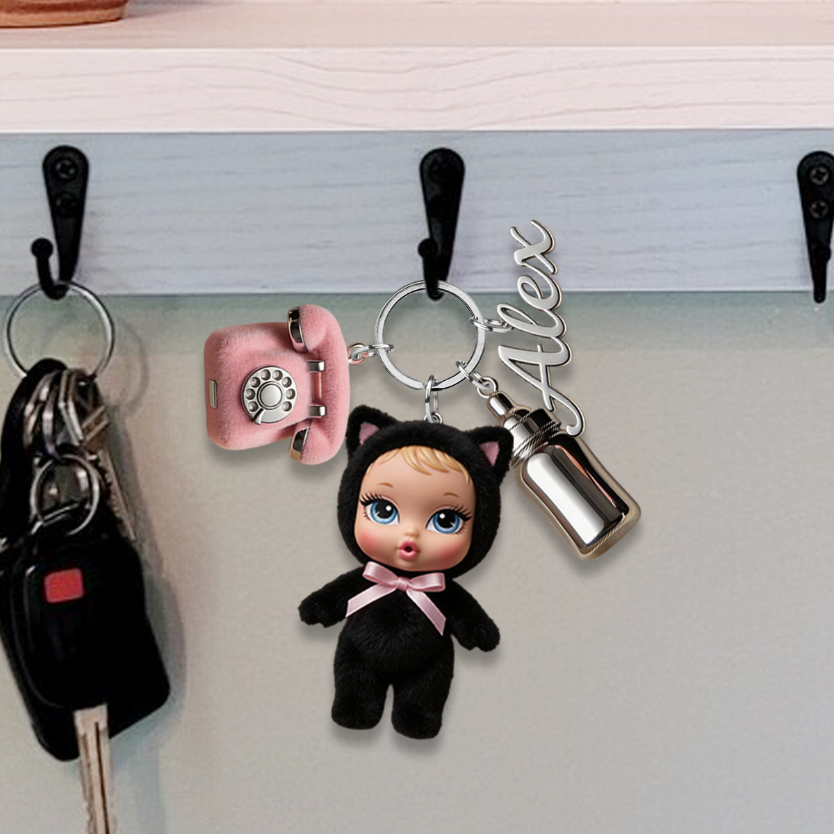 Y2K Animal Doll - Personalized Kid Keychain With Charms