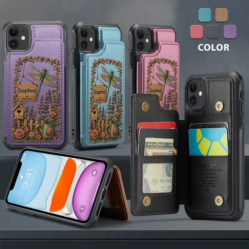Humingbird, Dragonfly - Personalized Gardening Wallet Phone Case