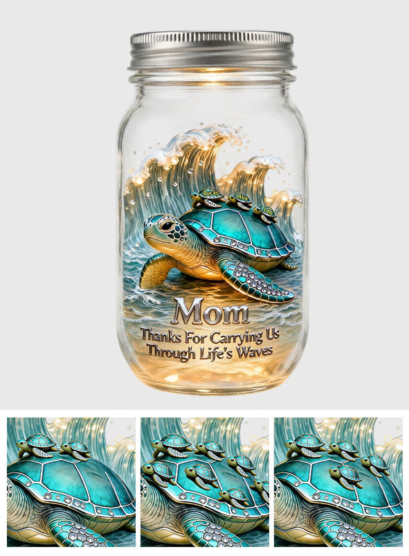 Merci de nous porter à travers les vagues de la vie - Lampe en pot de maçon personnalisée