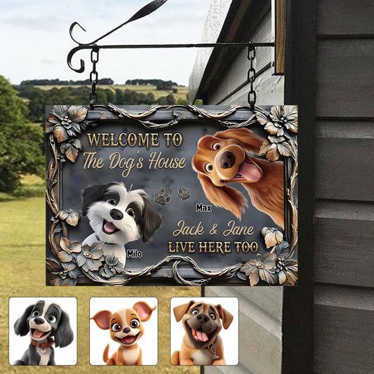 Bienvenue dans la niche du chien - Panneau métallique rectangulaire personnalisé pour chien