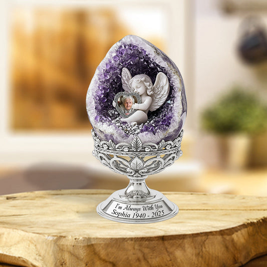 Plaque souvenir Ange Améthyste - Mémorial personnalisé en acrylique sur mesure