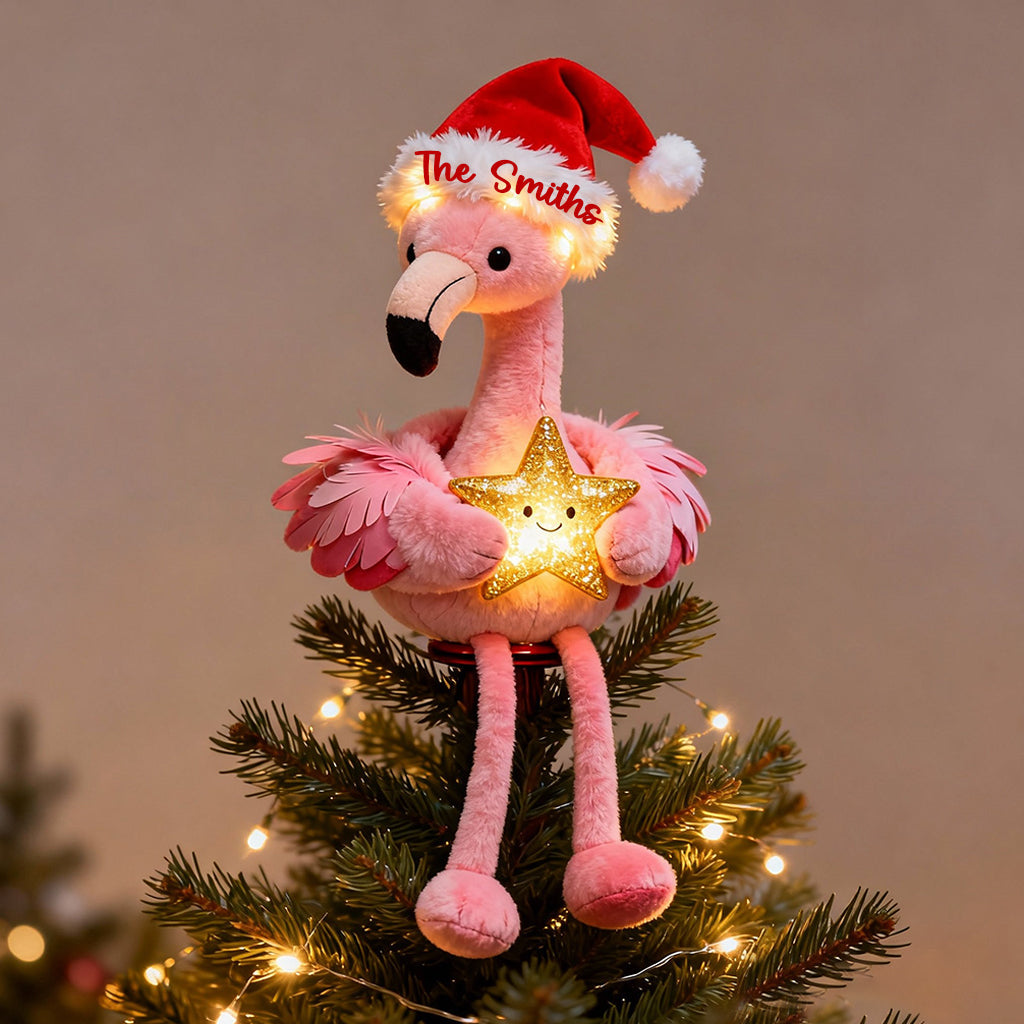 Décoration de sapin lumineuse LED flamant rose personnalisée - Noël rose