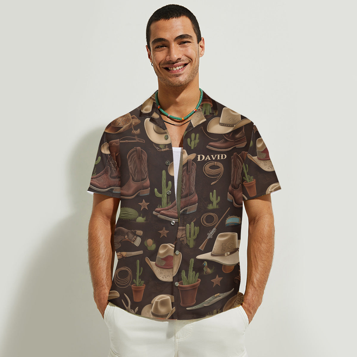 Toi et moi, on gère ! - Chemise hawaïenne et robe sans manches personnalisées style campagnard