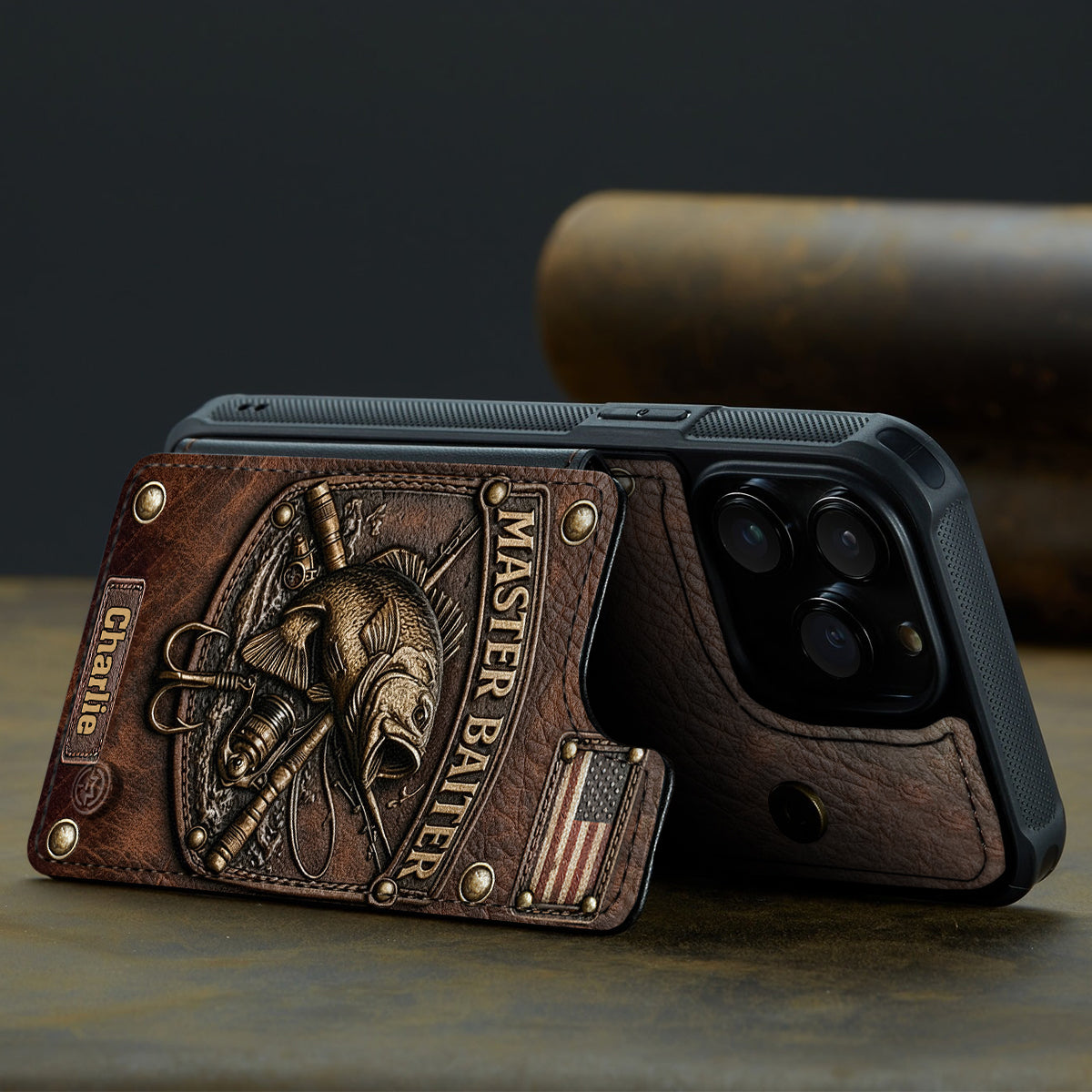 Master Baiter - Étui portefeuille de téléphone personnalisé avec impression sur le thème de la pêche