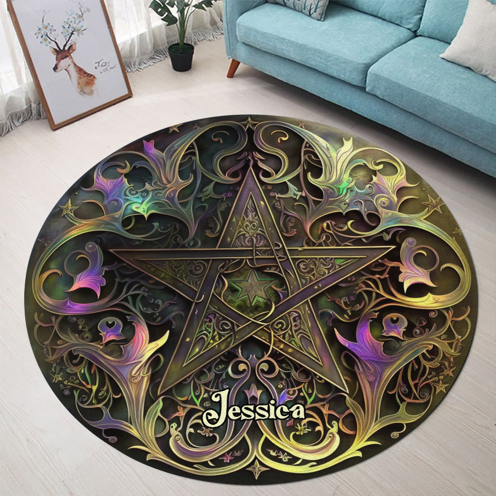 Pentagramme - Tapis rond personnalisé de sorcière