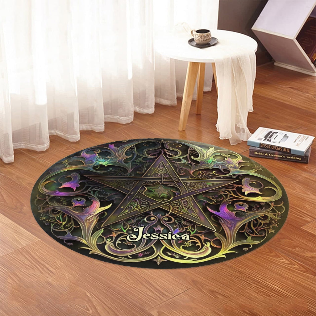 Pentagramme - Tapis rond personnalisé de sorcière