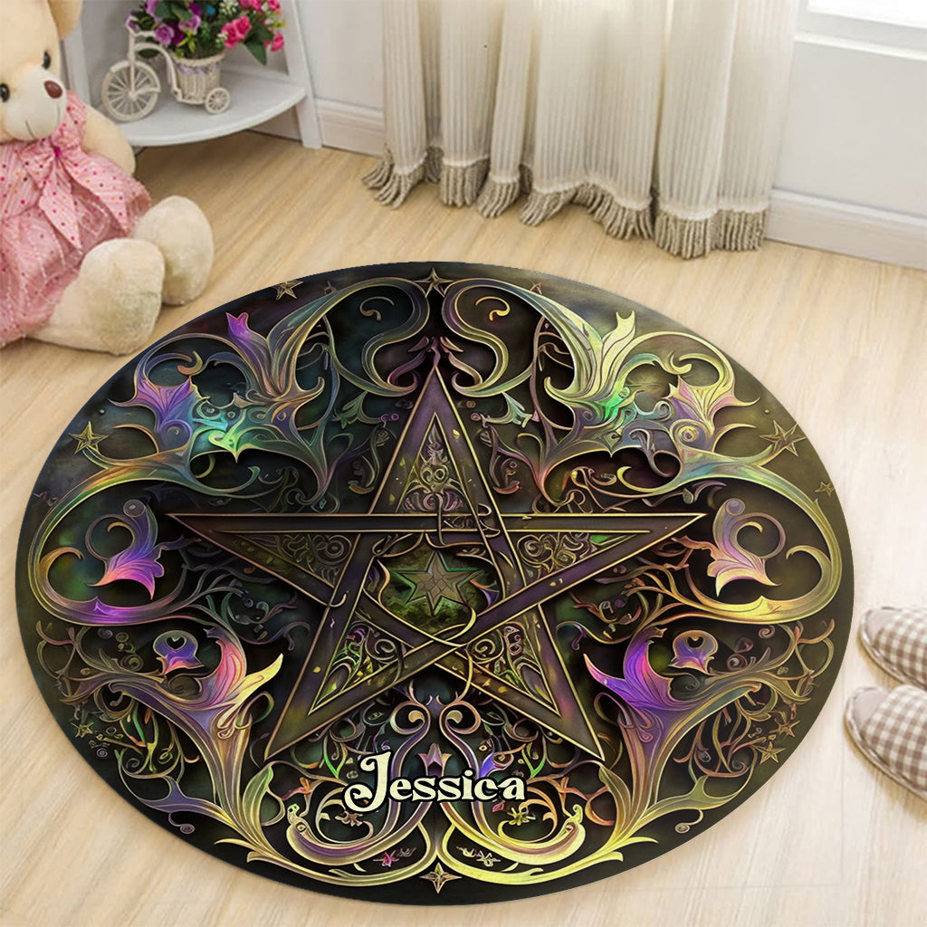 Pentagramme - Tapis rond personnalisé de sorcière